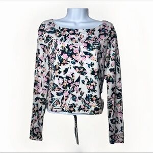 Guess Pink and White Long Sleeve Fitted Blouse Small Pink Lightweight